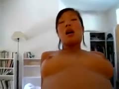 Desirable Asian white wife pumps big white dick and rides hard shaft like a cowgirl